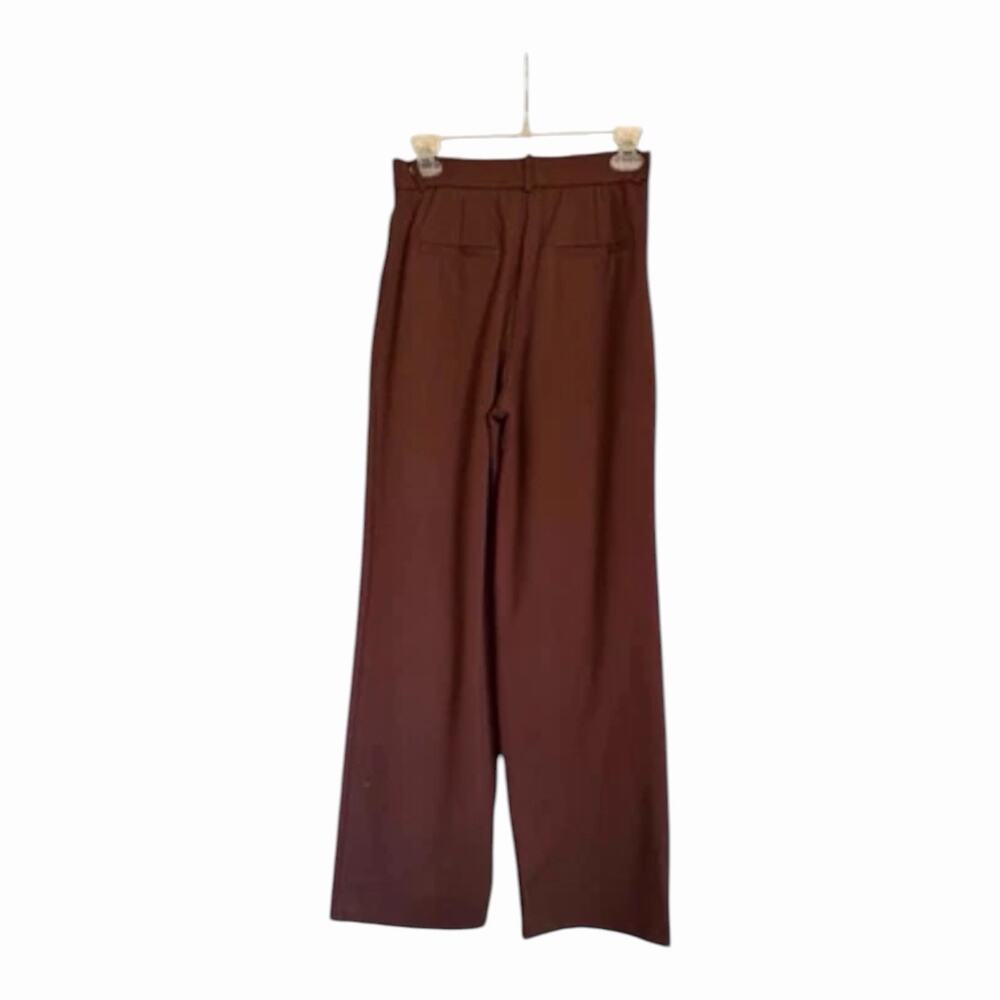 OGL Rich Hickory Brown Pleated Front Wide Leg Tailored Trousers Pants NWT - Picture 4 of 15